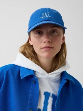 Baseballkeps med blå logotyp