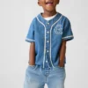 Baseballtröja i denim med varsity-logotyp för Baby & Småbarn
