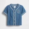Baseballtröja i denim med varsity-logotyp för Baby & Småbarn