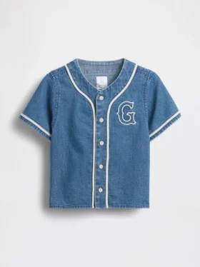 Baseballtröja i denim med varsity-logotyp för Baby & Småbarn