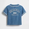 Baseballtröja i denim med varsity-logotyp för Baby & Småbarn