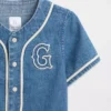 Baseballtröja i denim med varsity-logotyp för Baby & Småbarn