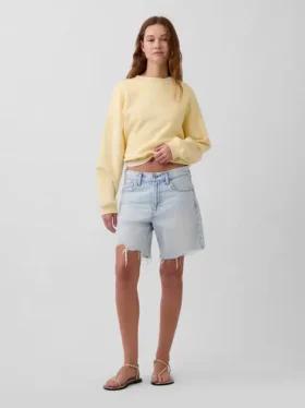 Bermudashorts i denim med medelhög midja och lös passform