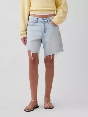 Bermudashorts i denim med medelhög midja och lös passform