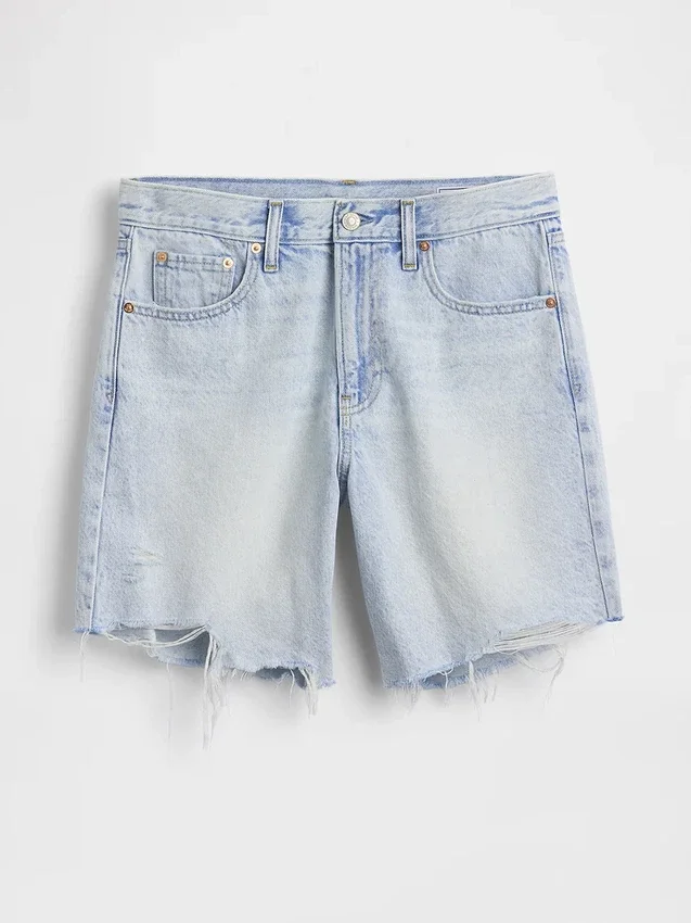 Bermudashorts i denim med medelhög midja och lös passform