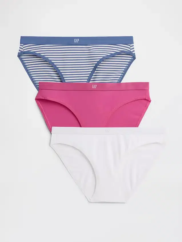 Bikini i ekologisk stretchbomull med logotyp (3-pack)