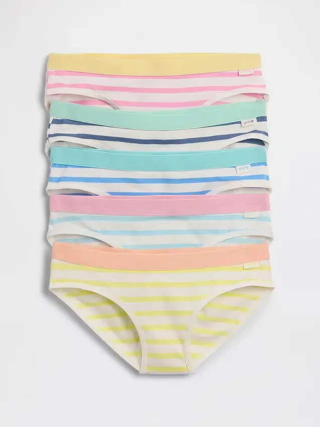 Bikinitrosor i ekologisk stretchbomull med ränder för barn (5-pack)