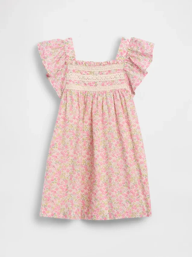 Blommig klänning med fladdrande ärmar för Baby & Småbarn