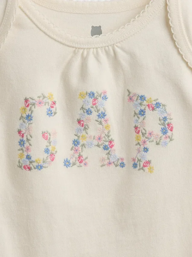 Body i ekologisk bomull med blommigt Gap-märke
