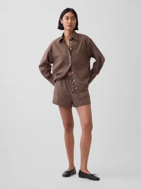 Boxershorts i randig poplin av ekologisk bomull