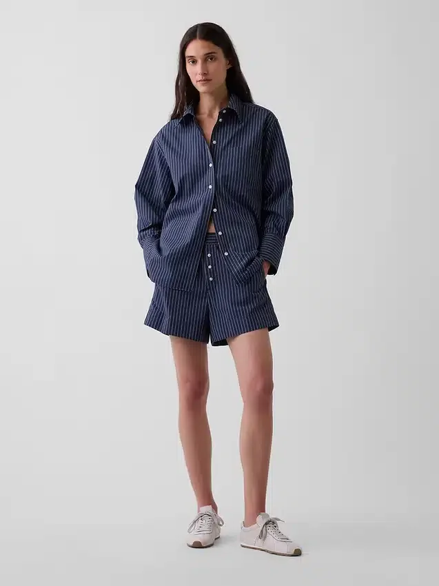Boxershorts i randig poplin av ekologisk bomull