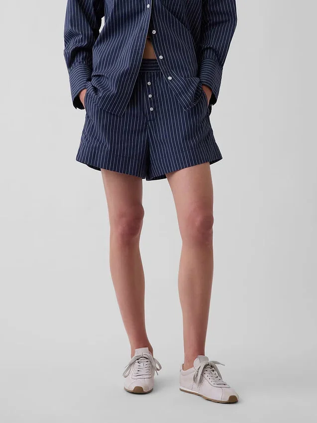 Boxershorts i randig poplin av ekologisk bomull