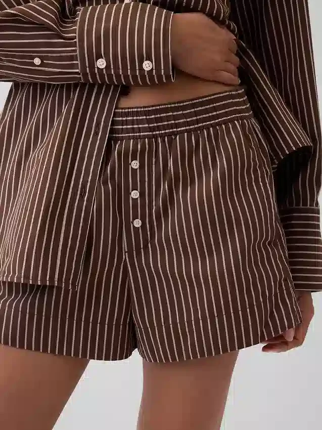 Boxershorts i randig poplin av ekologisk bomull