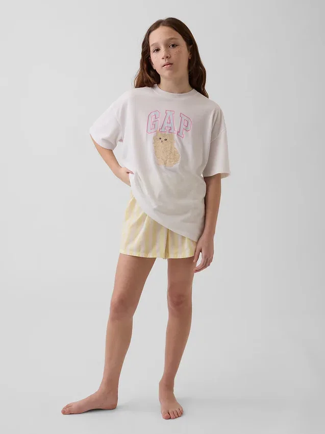 Boxershorts i återvunnen poplin för barn