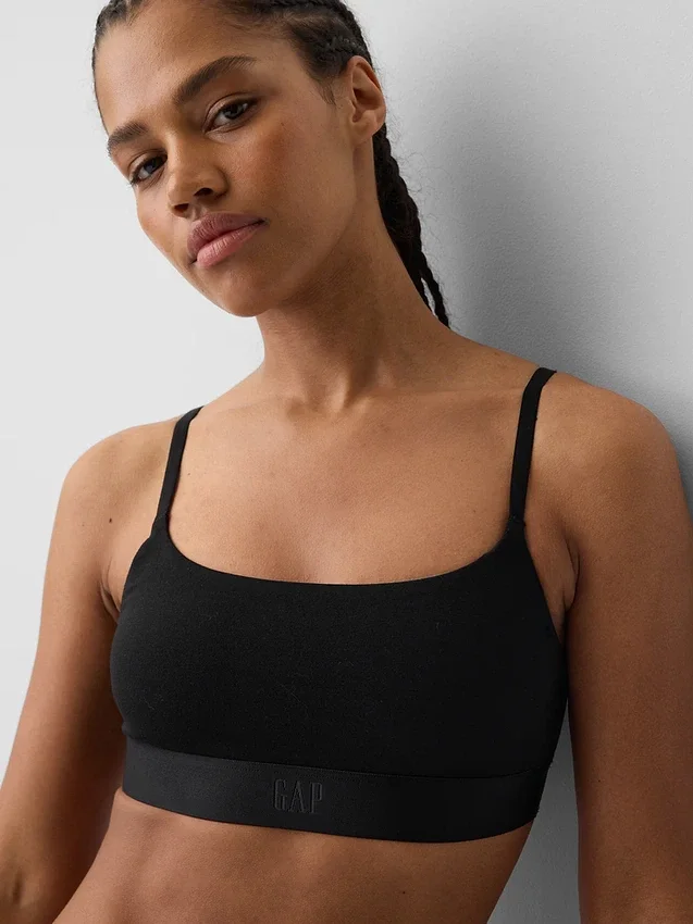 Bralette i ekologisk stretchbomull med logotyp
