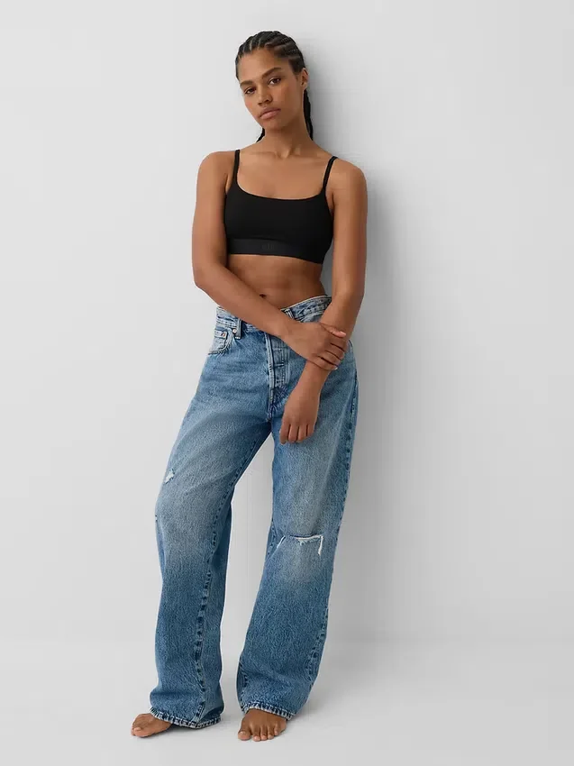 Bralette i ekologisk stretchbomull med logotyp