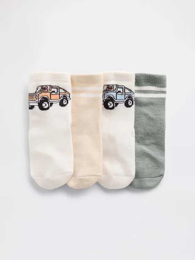 Brannan Bear & Stripe-strumpor för Baby & Småbarn (4-pack)