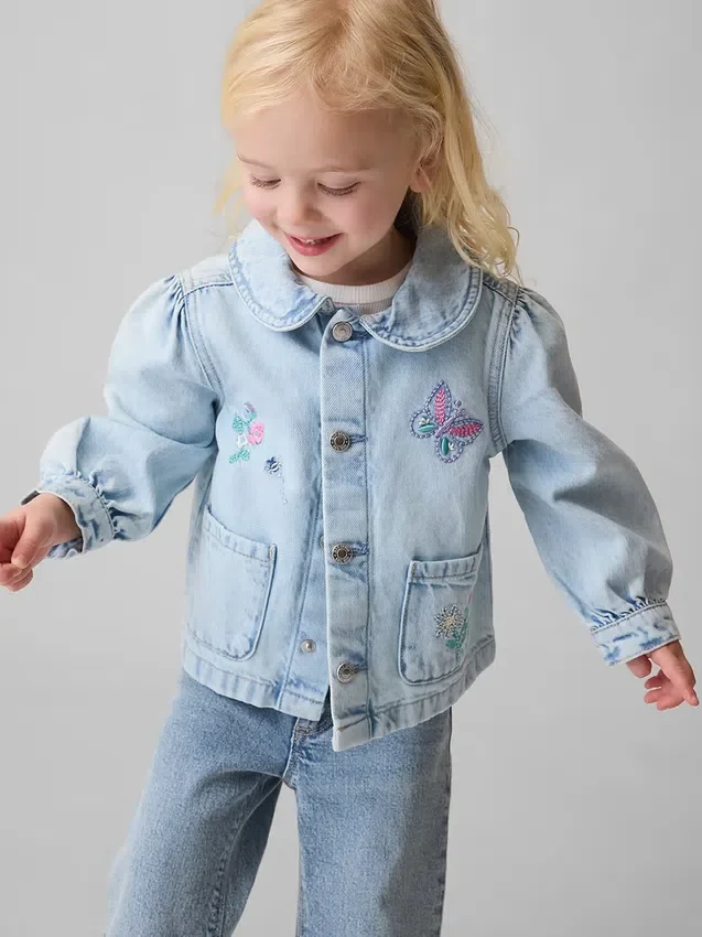 Broderad arbetsjacka i denim för Baby & Småbarn