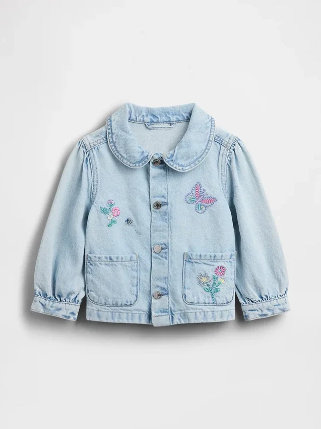 Broderad arbetsjacka i denim för Baby & Småbarn