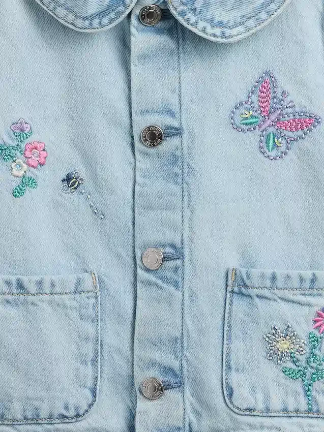 Broderad arbetsjacka i denim för Baby & Småbarn