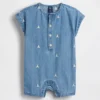 Broderad Brannan Bear-denimoheldress för spädbarn