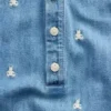 Broderad Brannan Bear-denimoheldress för spädbarn
