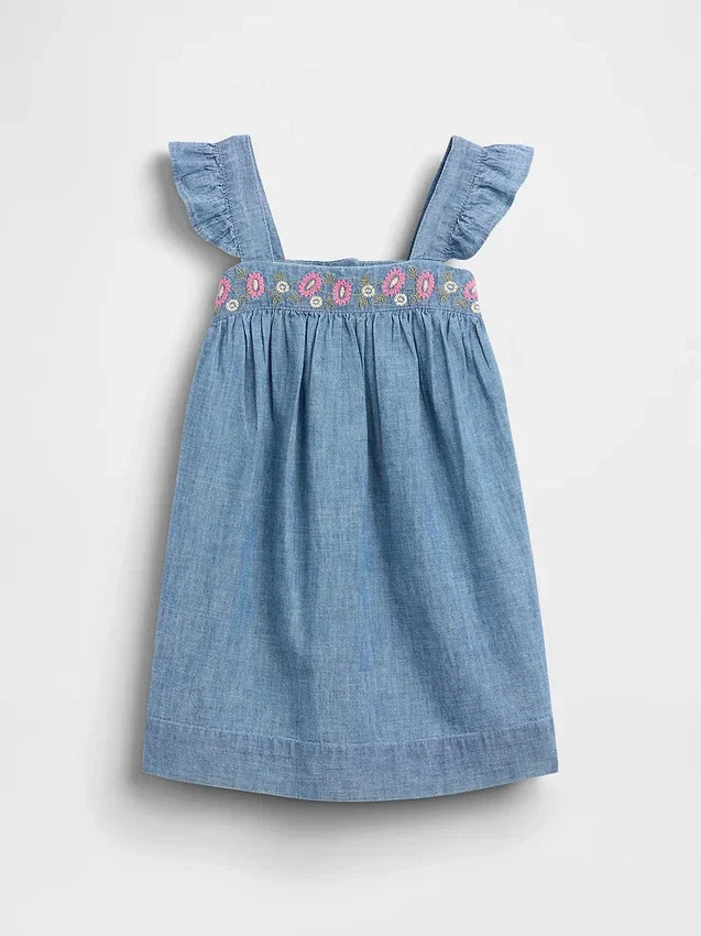Broderad denimklänning för Baby & Småbarn