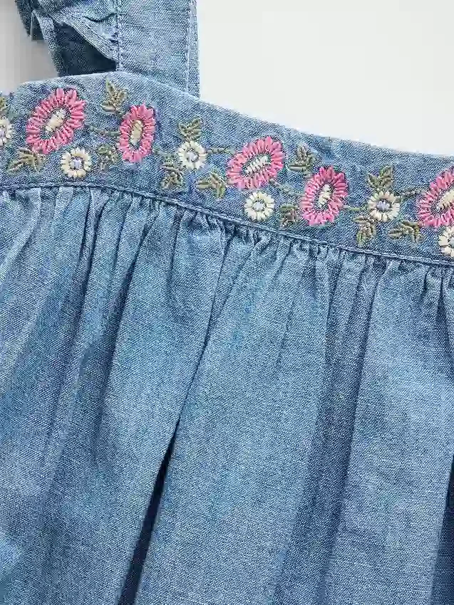 Broderad denimklänning för Baby & Småbarn