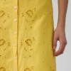 Broderad maxiklänning i linneblandning med spaghettiband