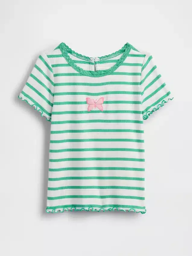 Broderad ribbad T-shirt för Baby & Småbarn