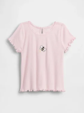 Broderad ribbad T-shirt för Baby & Småbarn