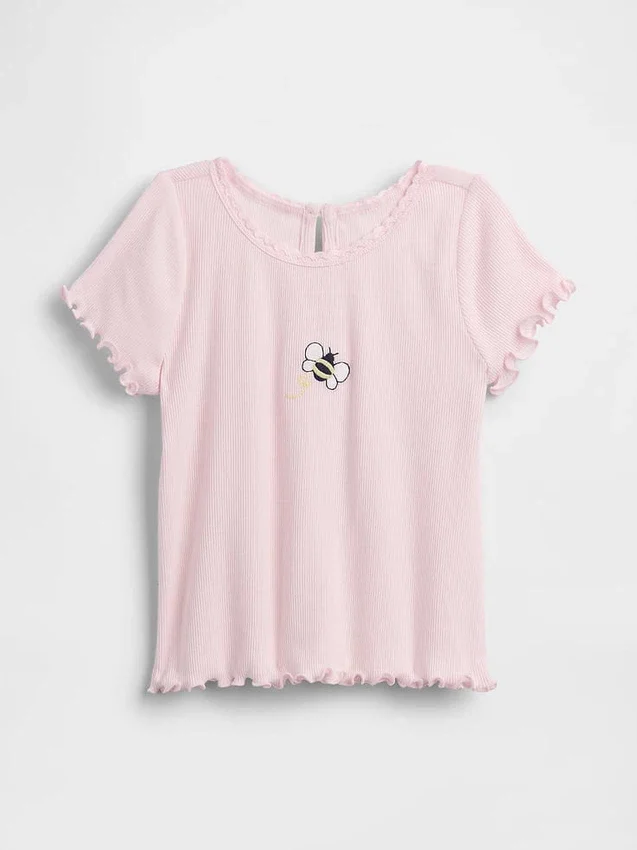 Broderad ribbad T-shirt för Baby & Småbarn