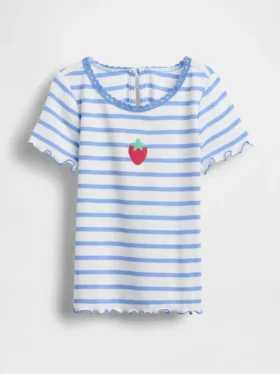 Broderad ribbad T-shirt för Baby & Småbarn