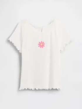 Broderad ribbad T-shirt för Baby & Småbarn