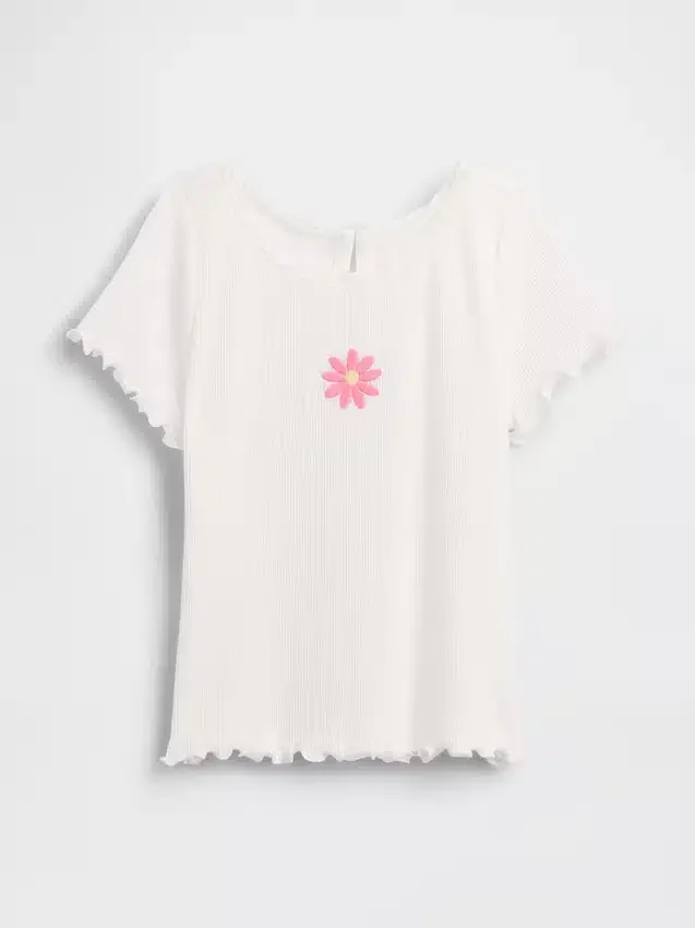 Broderad ribbad T-shirt för Baby & Småbarn