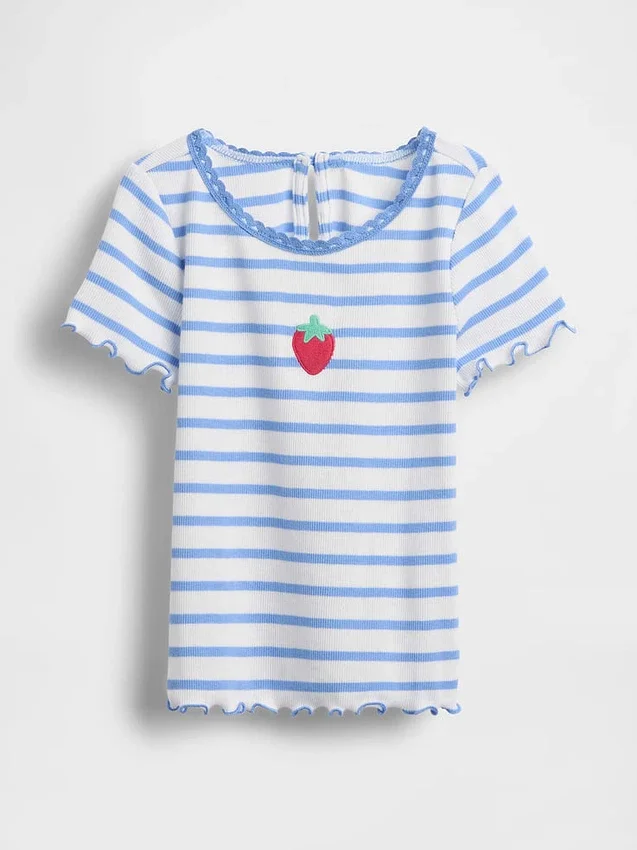 Broderad ribbad T-shirt för Baby & Småbarn