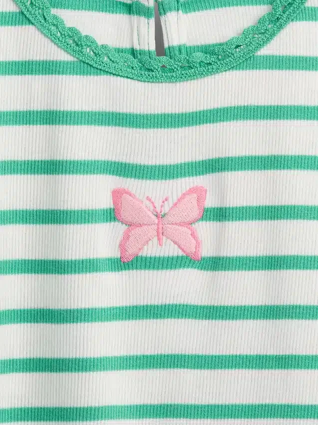 Broderad ribbad T-shirt för Baby & Småbarn