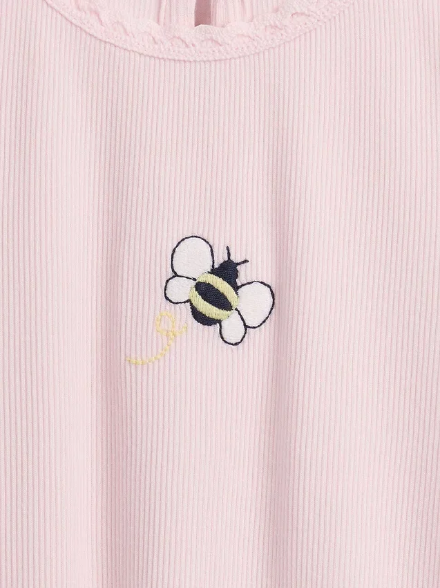 Broderad ribbad T-shirt för Baby & Småbarn