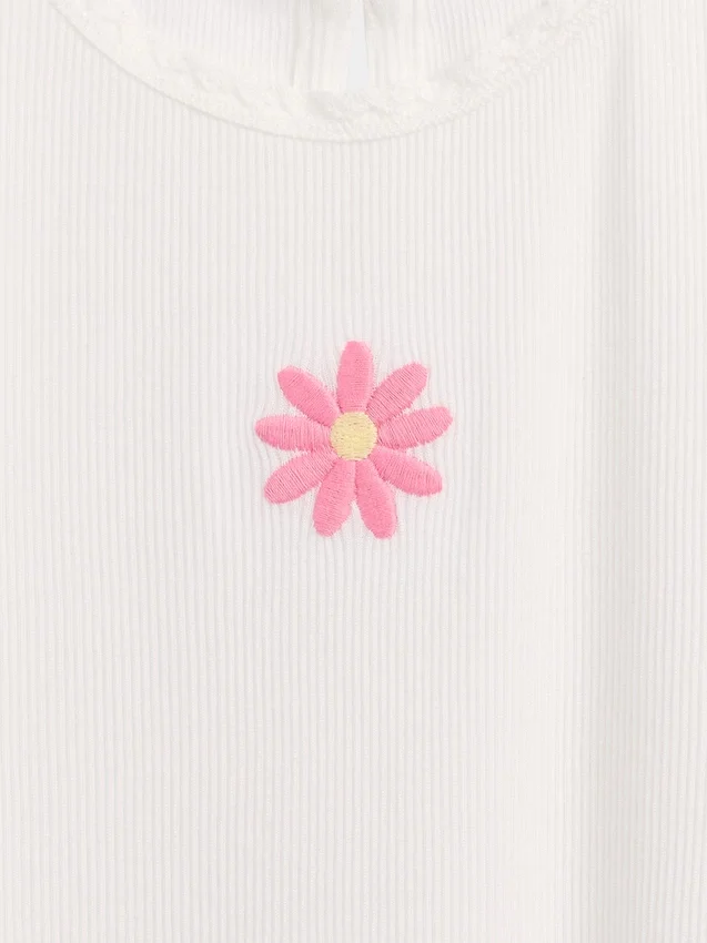 Broderad ribbad T-shirt för Baby & Småbarn