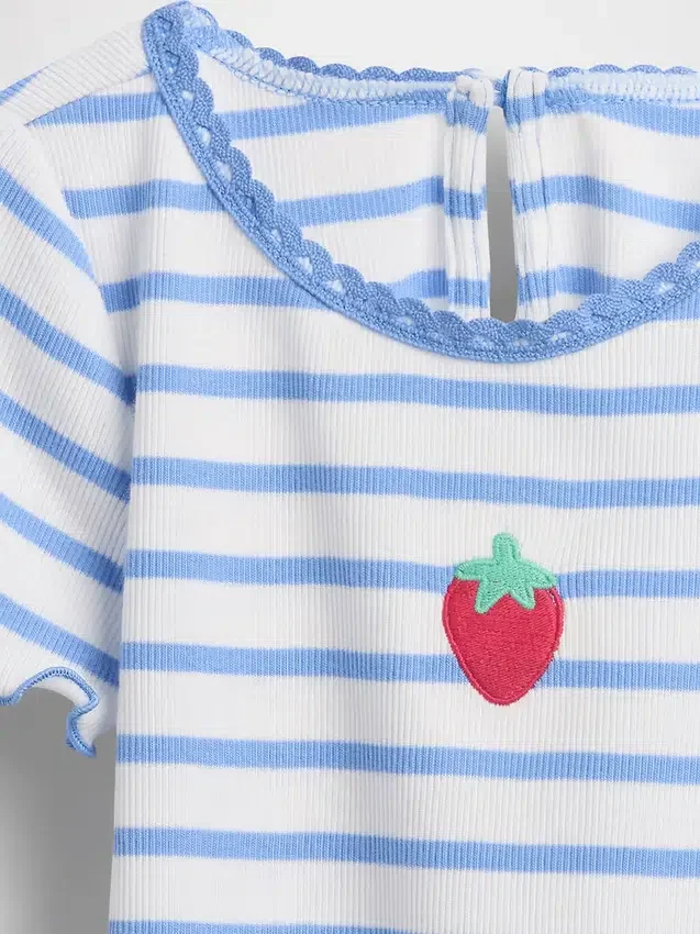 Broderad ribbad T-shirt för Baby & Småbarn