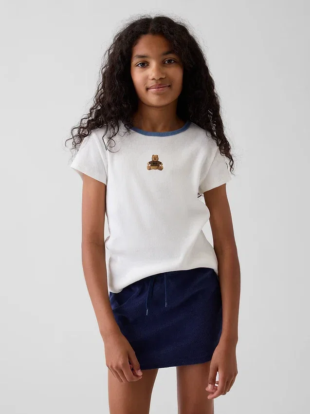 Broderad ribbad T-shirt för barn