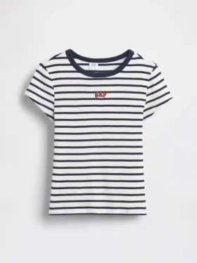 Broderad ribbad T-shirt för barn