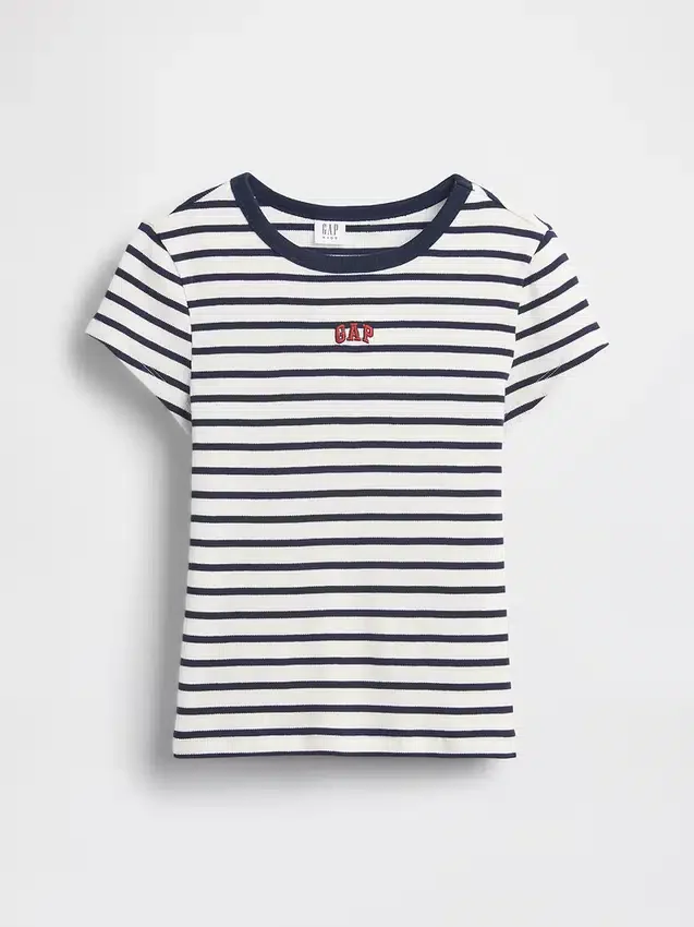 Broderad ribbad T-shirt för barn