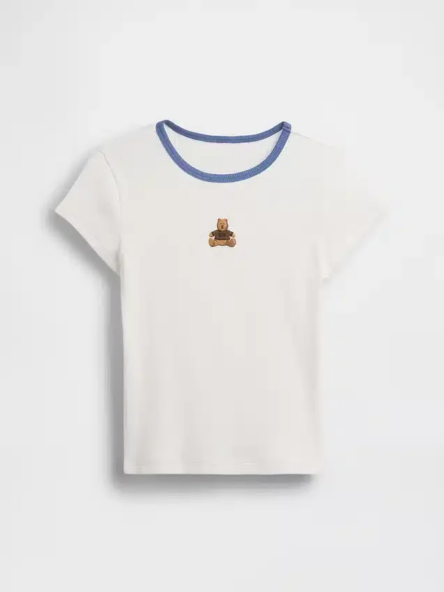 Broderad ribbad T-shirt för barn