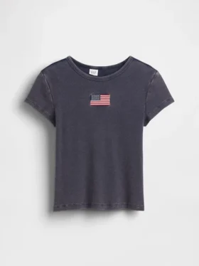 Broderad ribbad T-shirt för barn