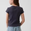 Broderad ribbad T-shirt för barn
