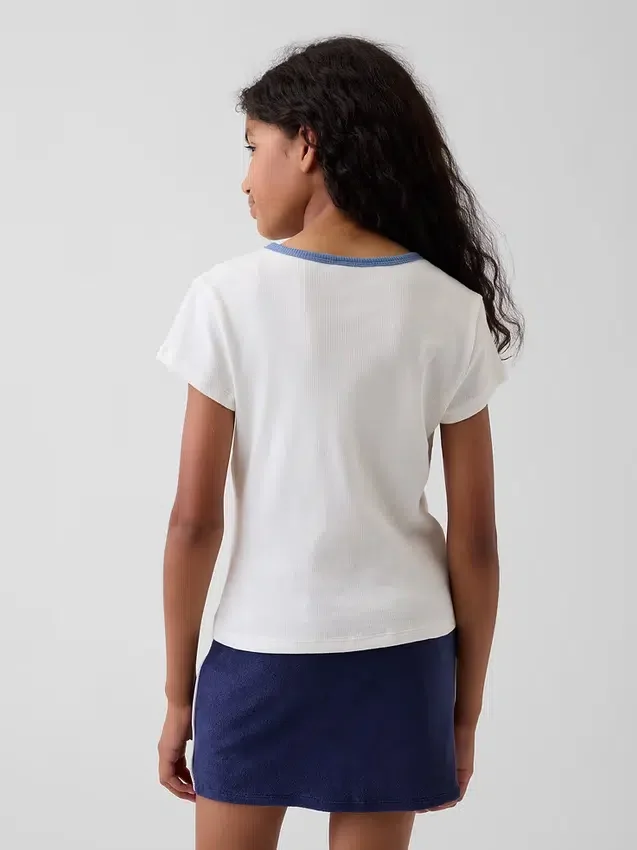 Broderad ribbad T-shirt för barn