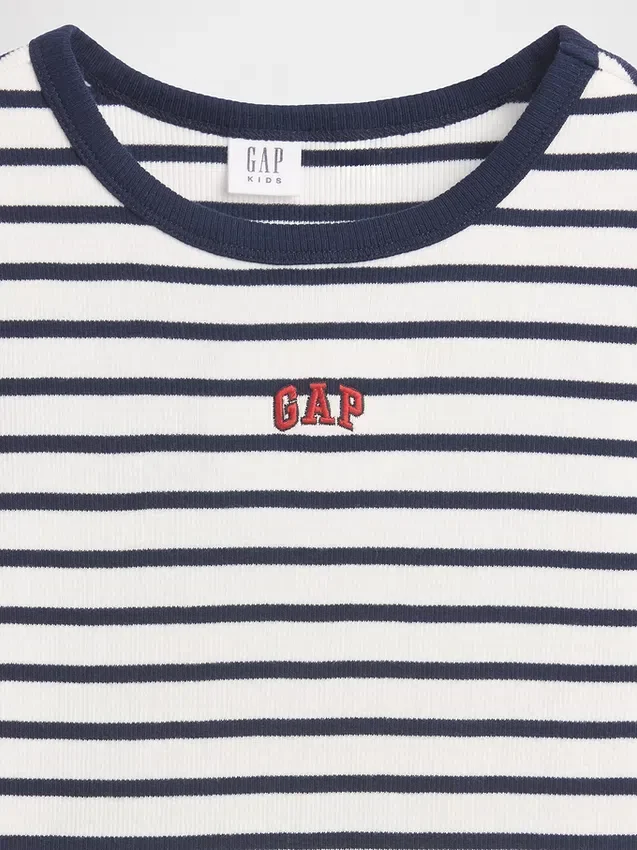 Broderad ribbad T-shirt för barn
