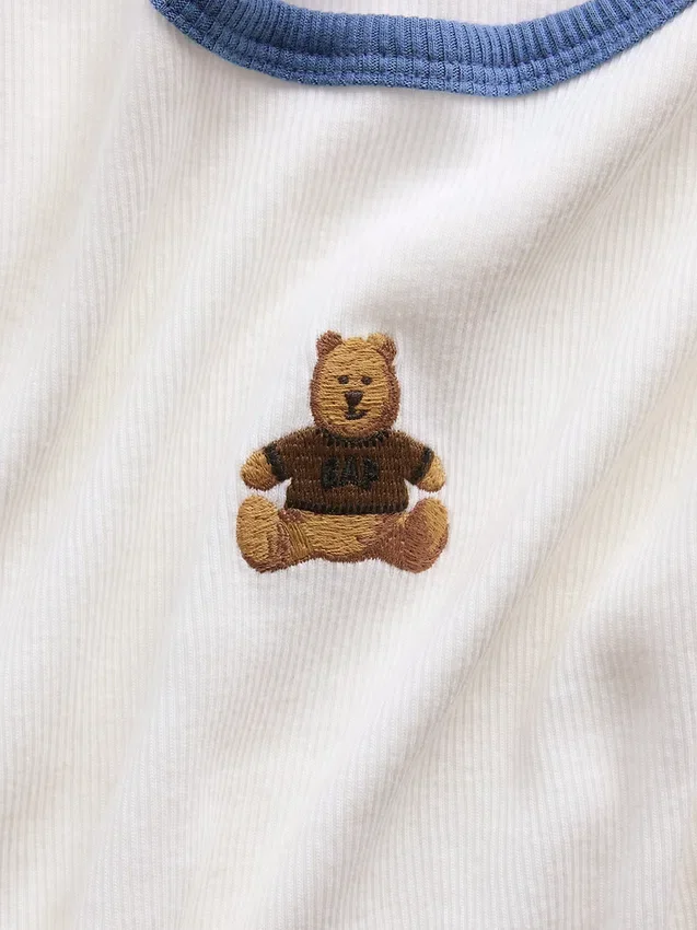 Broderad ribbad T-shirt för barn