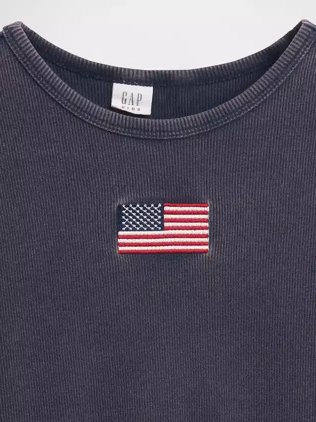 Broderad ribbad T-shirt för barn